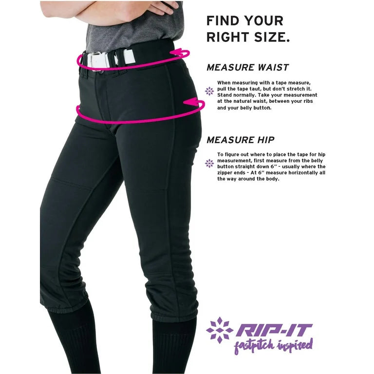 RIP-IT Women's 4-Way Stretch Softball Pants Pro - Negro
