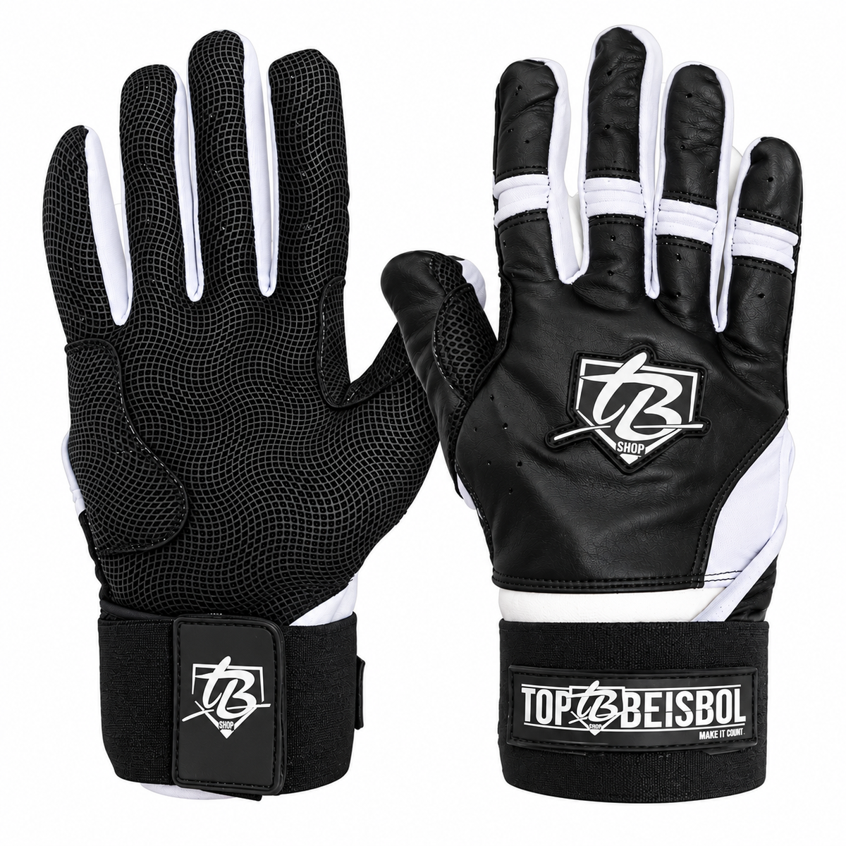 Guantillas TopBeisbol Powerstrap Series - Black/White