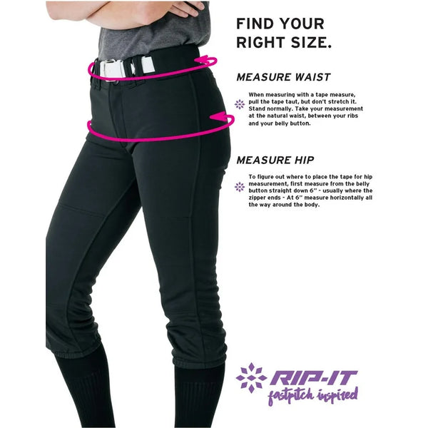 RIP-IT Women's 4-Way Stretch Softball Pants Pro - Negro