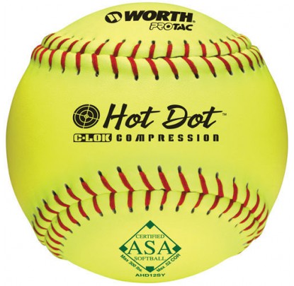 Worth AHD12SY 12" Pro Tac Hot Dot (52/300) Slowpitch ASA (Pack6)